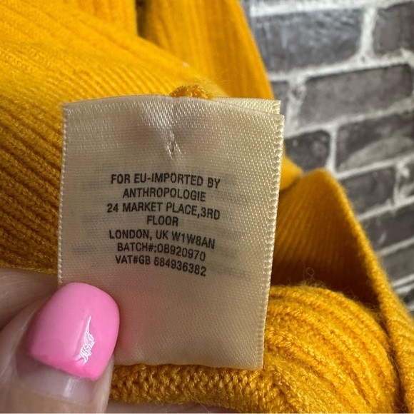 Moth by Anthropologie Off the Shoulder Sweater mustard gold ribbed - Picture 10 of 12